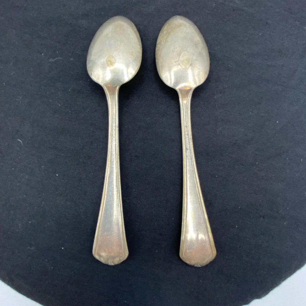 Vintage J. Rogers & Co 6in Teaspoons Silver Plated Anchor XII Set of 2 Silver